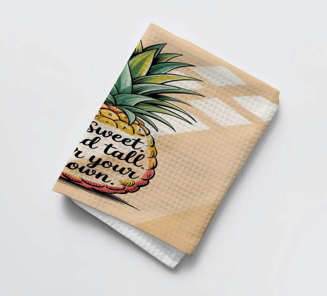 Soyez doux. Tiens-toi droit. Portez votre couronne. - Ananas dessiné à la main torchon de logic