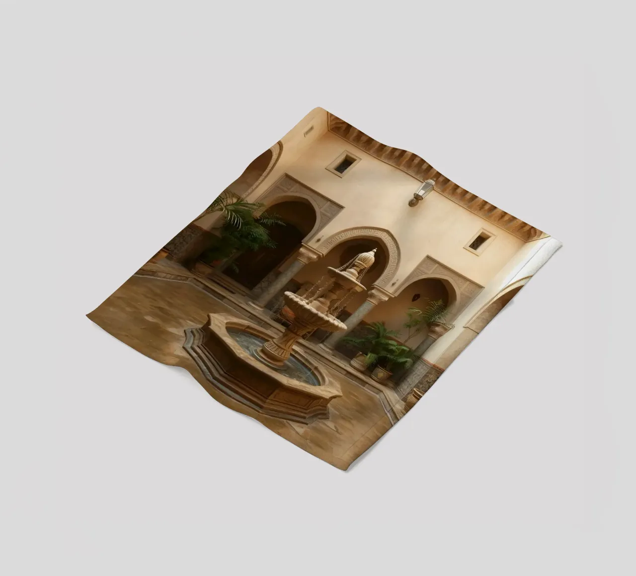 Splendido cortile con fontana centrale e verde coperta in pile da DesignDoodle