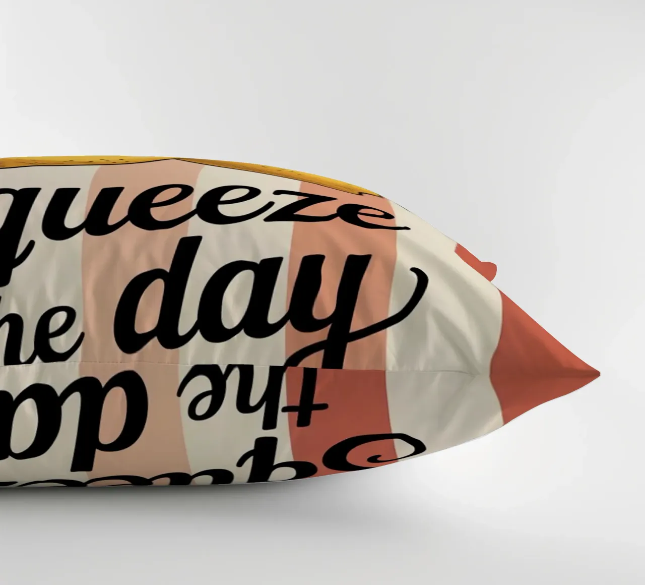 Squeeze The Day — Hand Drawn Lemon Motivational Kitchen Art decorative cushion by logic