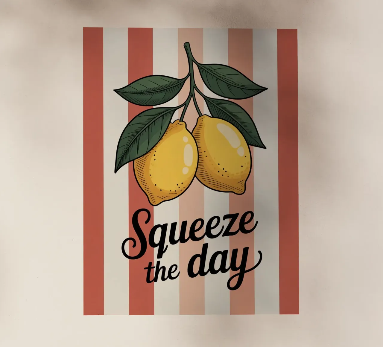 Squeeze The Day - Hand gezeichnete Zitrone motivierende Küche Kunst Backlit Folie von logic