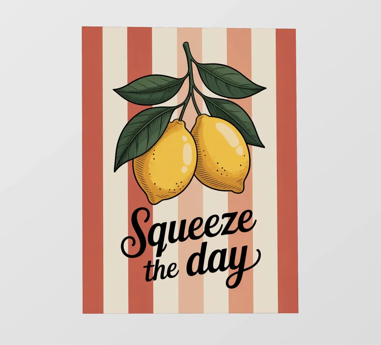 Squeeze The Day - Hand gezeichnete Zitrone motivierende Küche Kunst Backlit Folie von logic