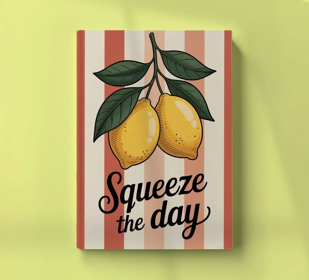 Squeeze The Day - Hand gezeichnete Zitrone motivierende Küche Kunst Notizbuch von logic