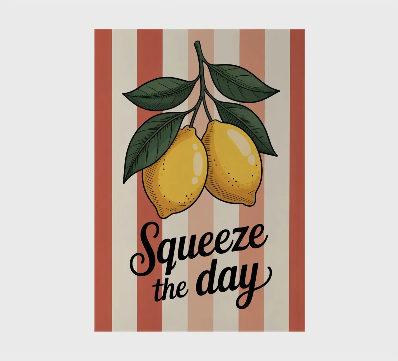 Squeeze The Day - Hand gezeichnete Zitrone motivierende Küche Kunst Notizbuch von logic