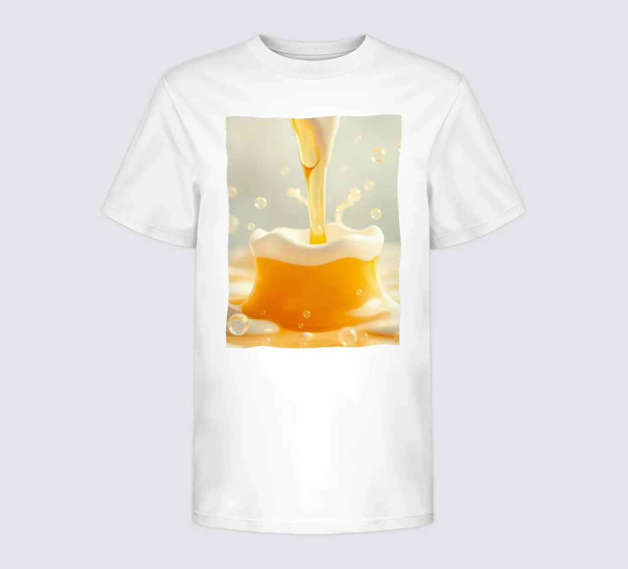 Golden liquid pouring into a frothy mug, capturing the essen kids t-shirt by DesignDoodle
