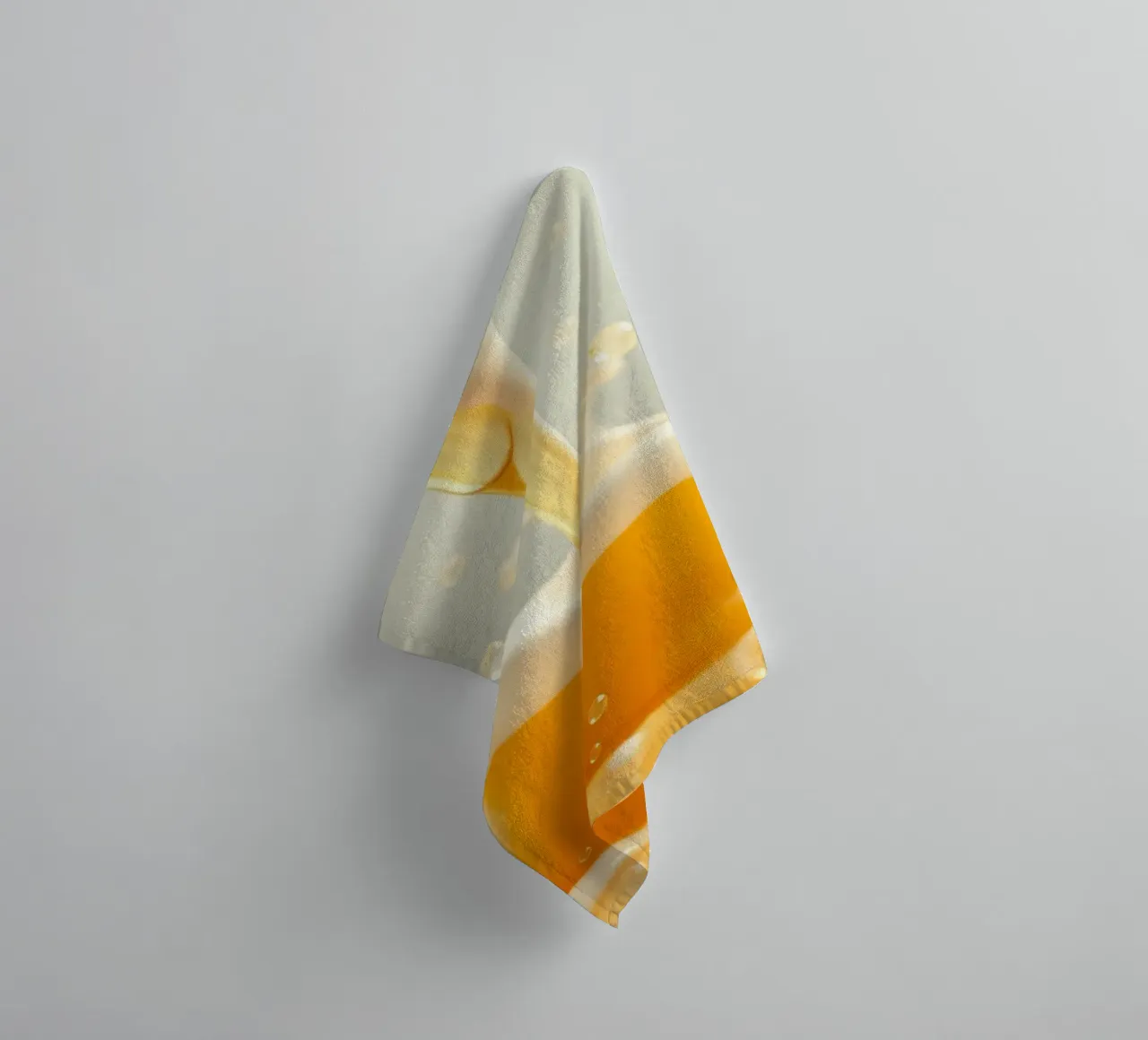 Golden liquid pouring into a frothy mug, capturing the essen towel by DesignDoodle