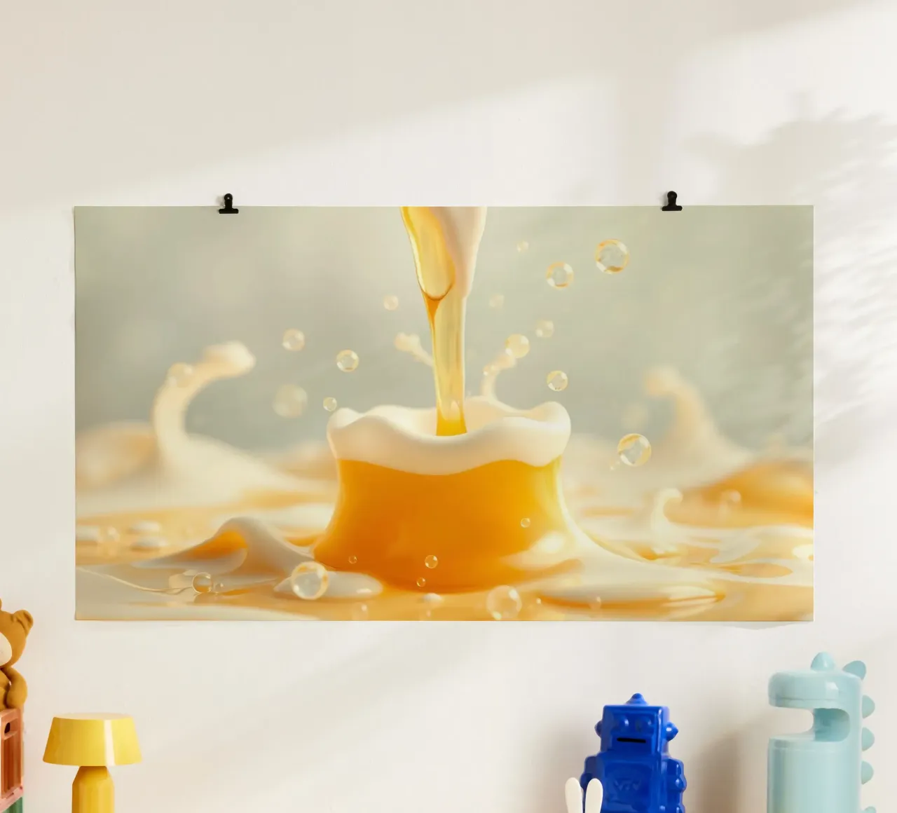 Un liquide doré se déversant dans une tasse mousseuse, capturant l'essentiel. hahnemühle de DesignDoodle