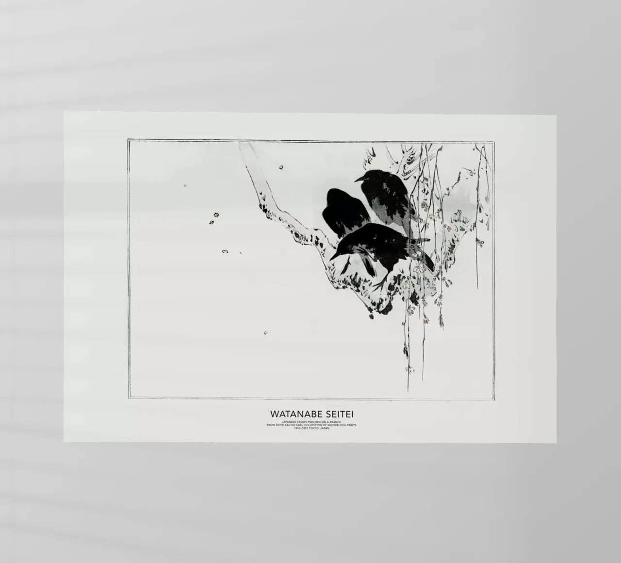 Seitei - Japanese Crows Perched on a Branch II pellicola backlit da Vintage by JUNIQE