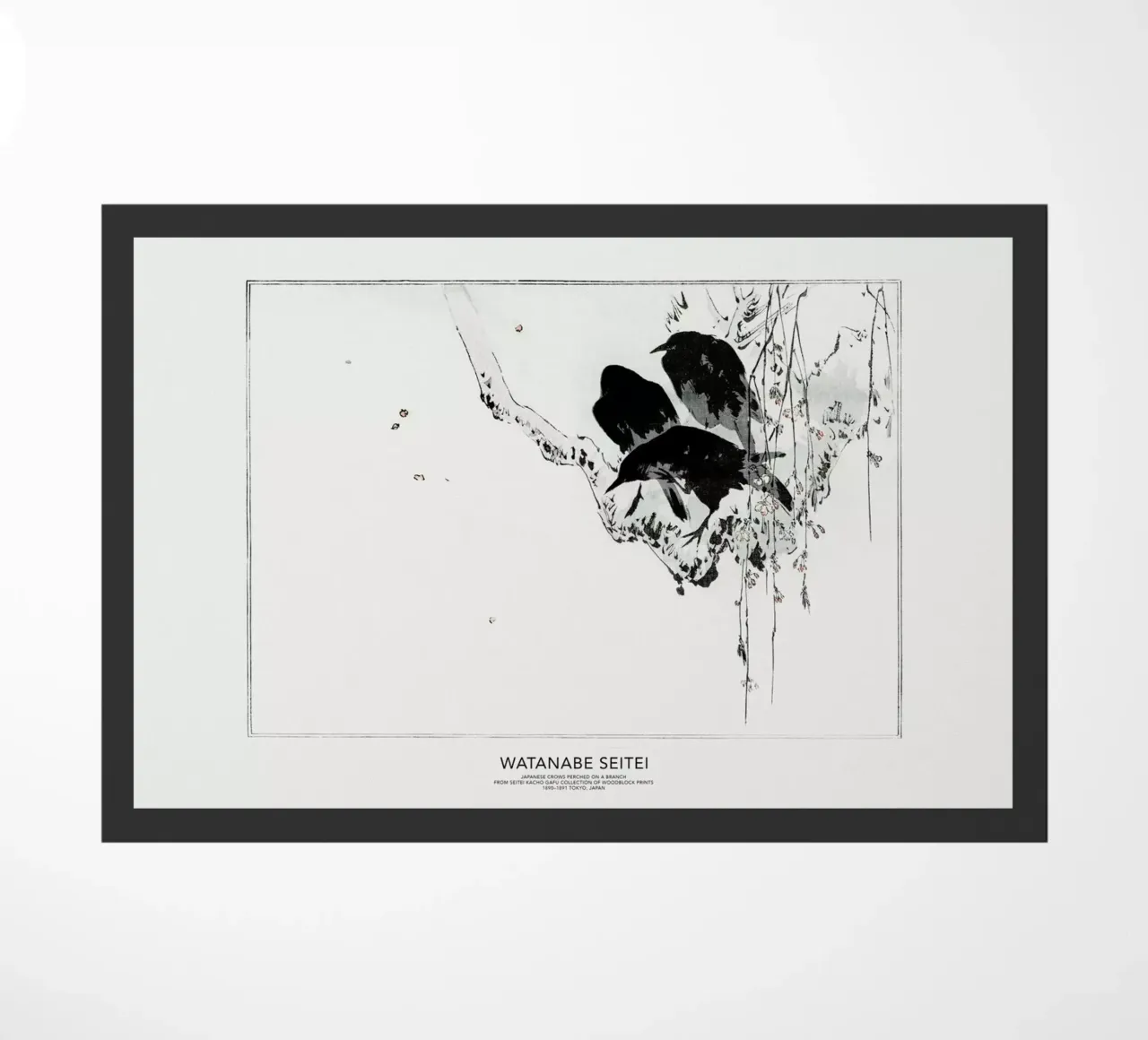 Seitei - Japanese Crows Perched on a Branch II zerbino da Vintage by JUNIQE