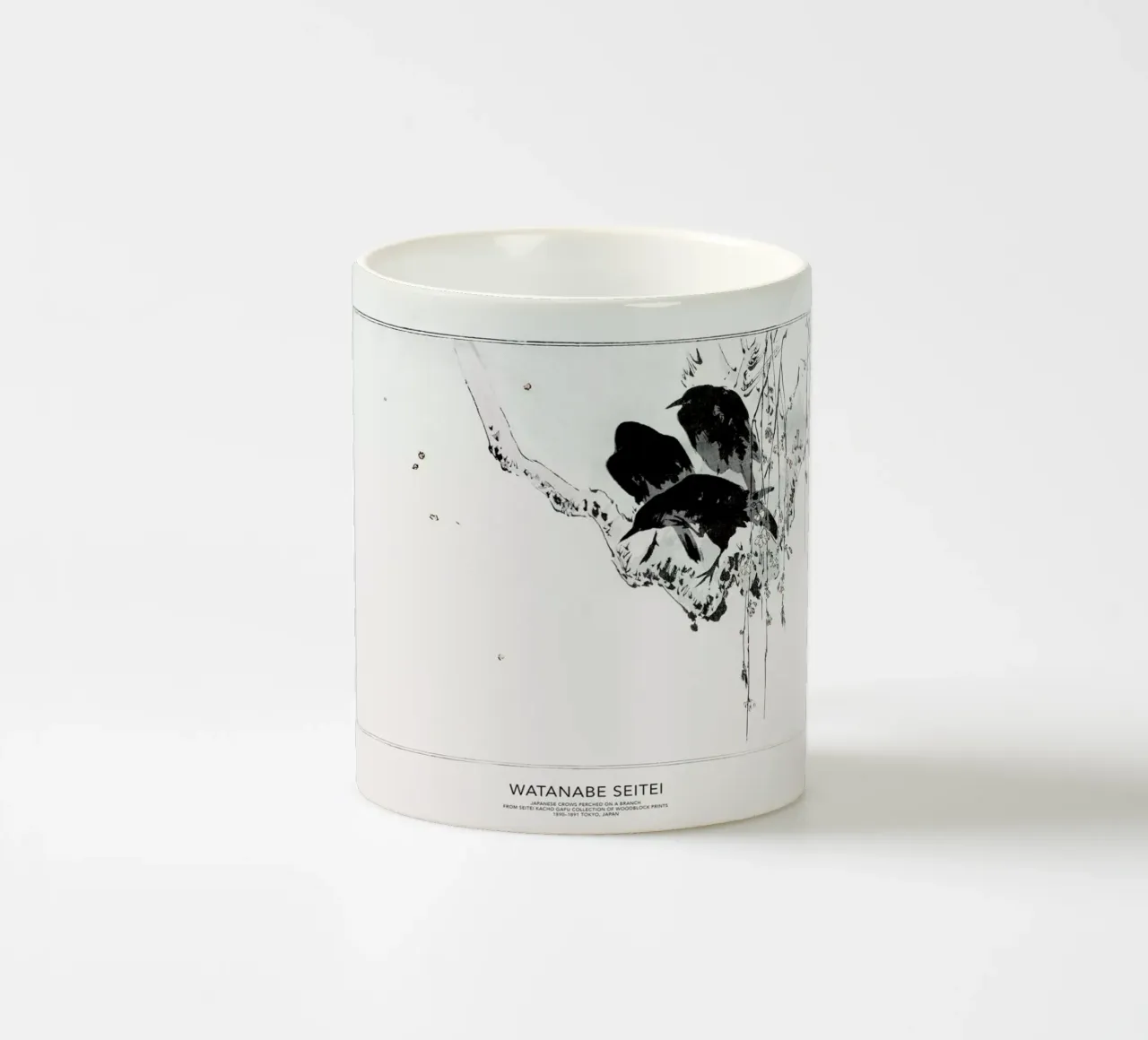 Seitei - Japanese Crows Perched on a Branch II tazza in ceramica da Vintage by JUNIQE