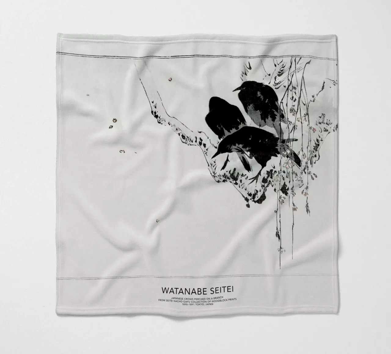 Seitei - Japanese Crows Perched on a Branch II coperta in pile da Vintage by JUNIQE