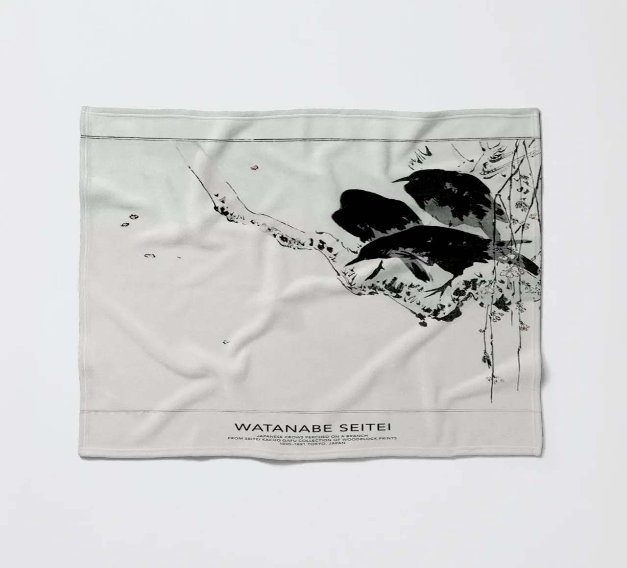 Seitei - Japanese Crows Perched on a Branch II coperta in pile da Vintage by JUNIQE