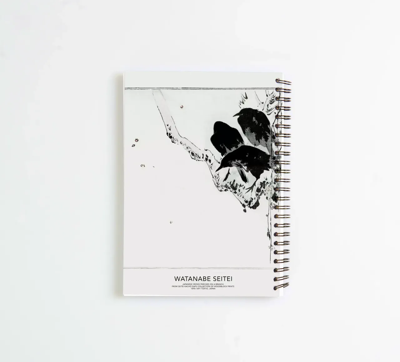 Seitei - Japanese Crows Perched on a Branch II spiral notebook by Vintage by JUNIQE