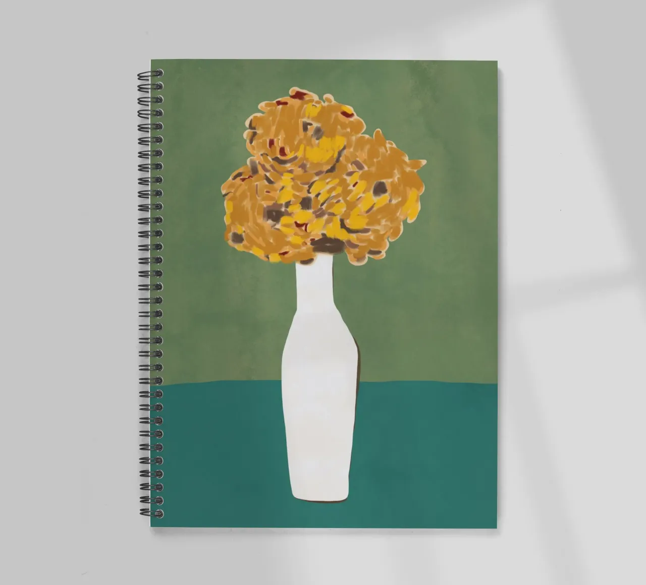 Chrysanthemum on the table spiral notebook by Little Dean