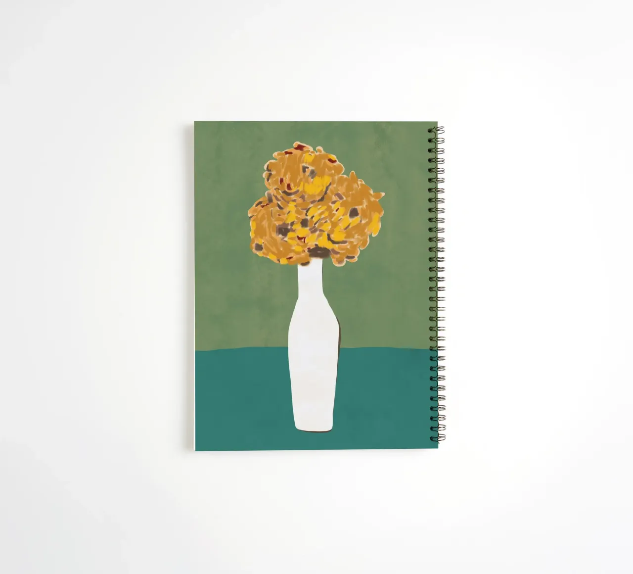 Chrysanthemum on the table spiral notebook by Little Dean