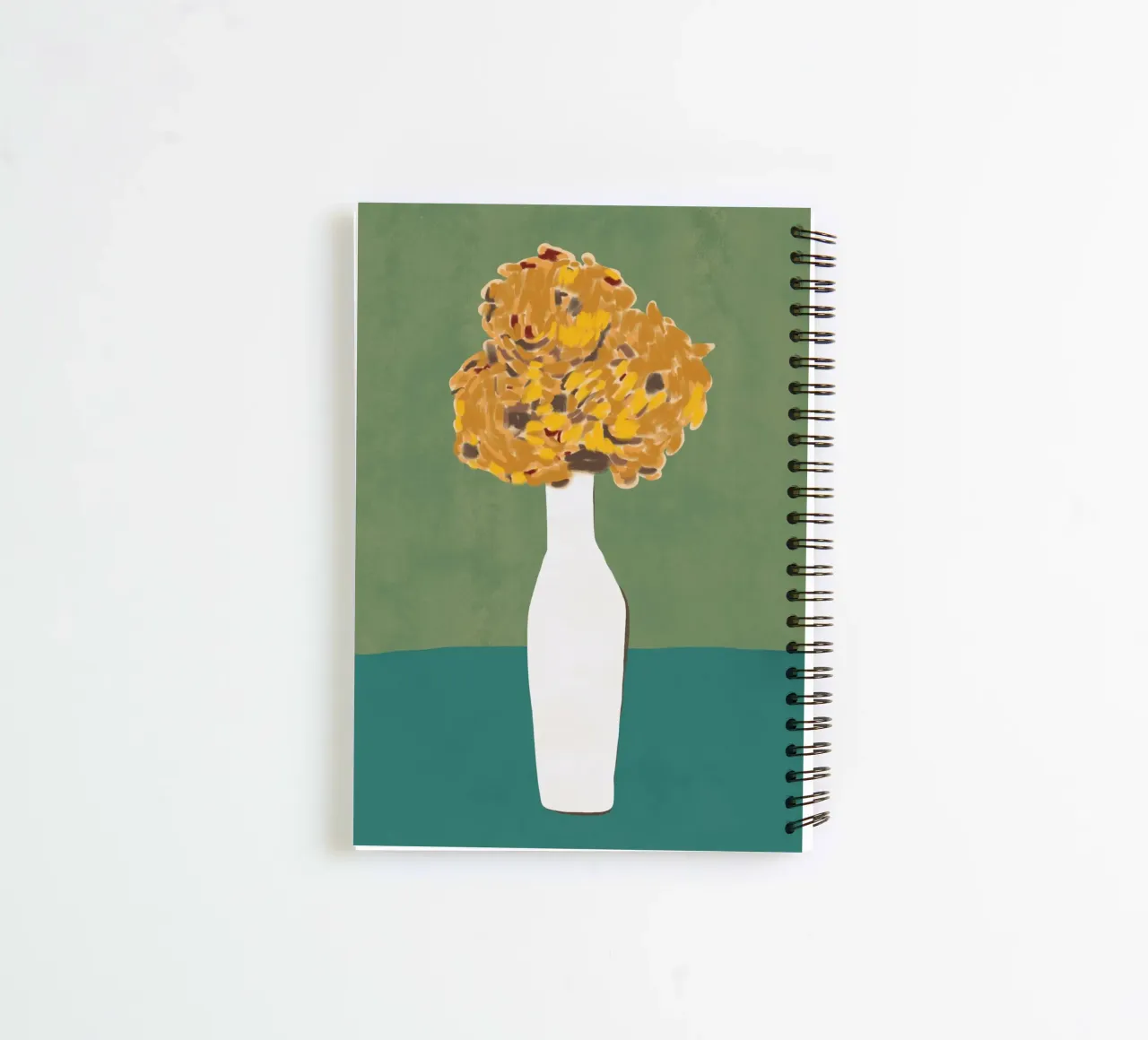 Chrysanthemum on the table spiral notebook by Little Dean