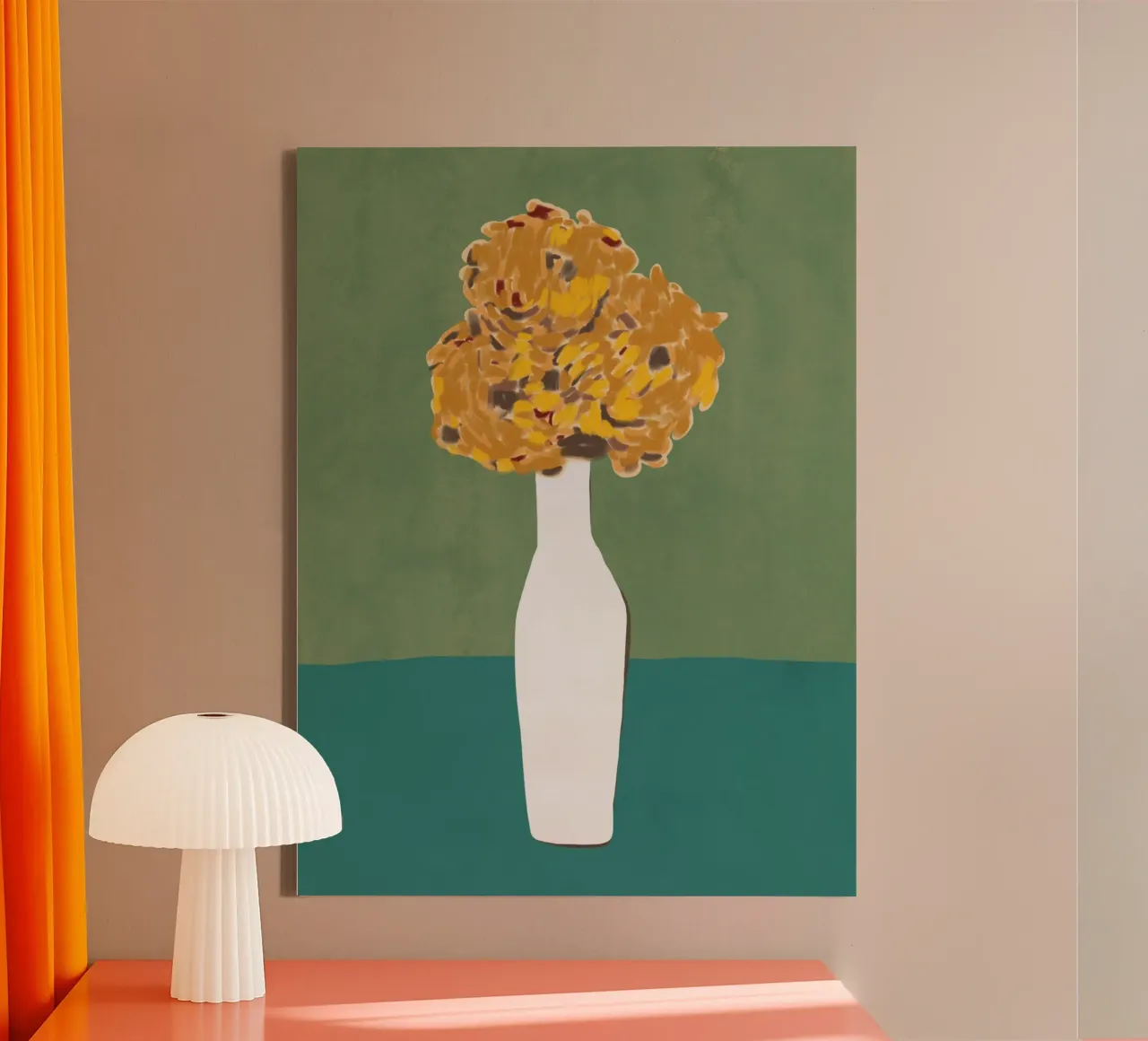 Chrysanthemum on the table canvas by Little Dean