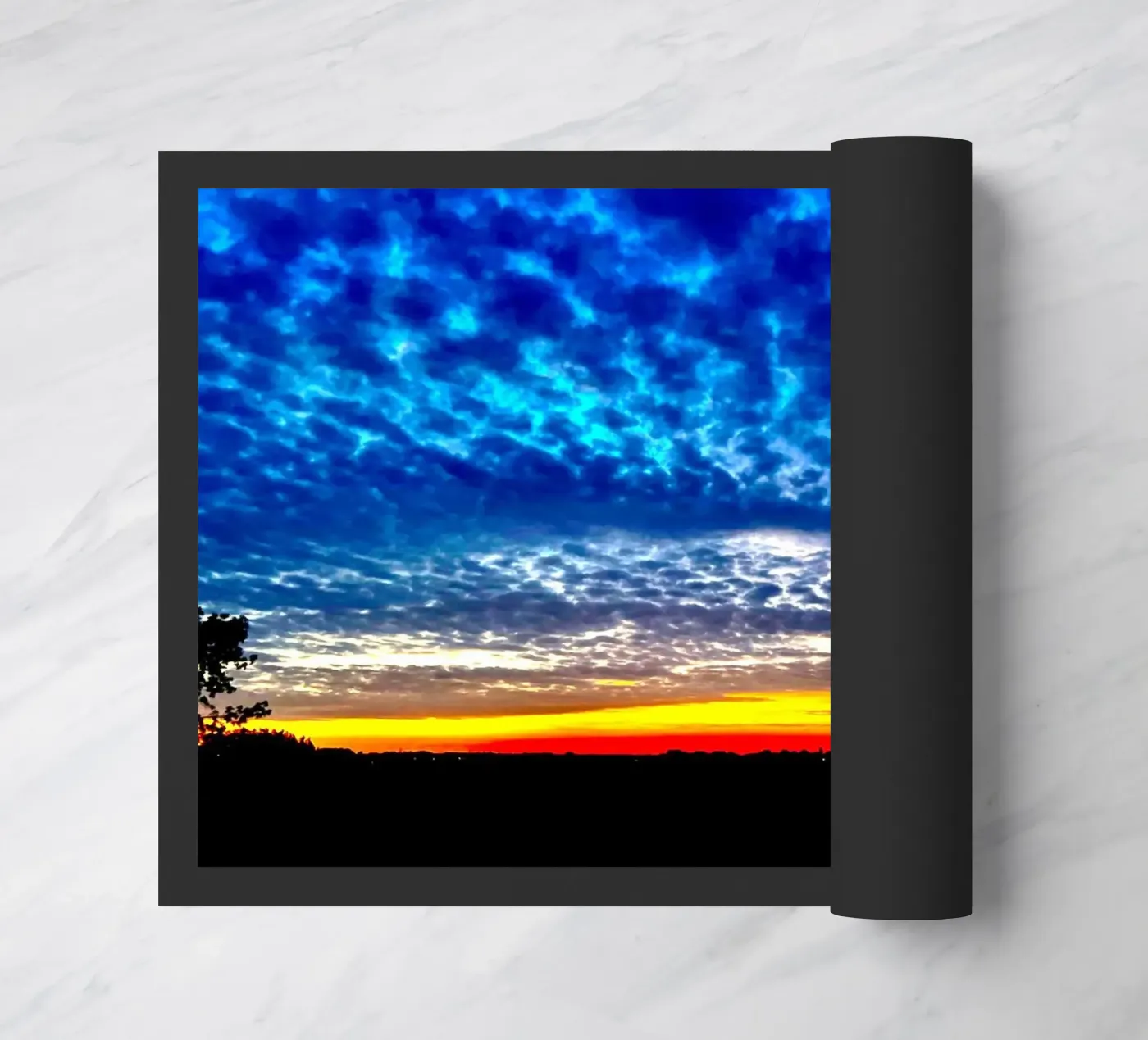 Sunset with dark blue clouds doormat by RealLifeMoments