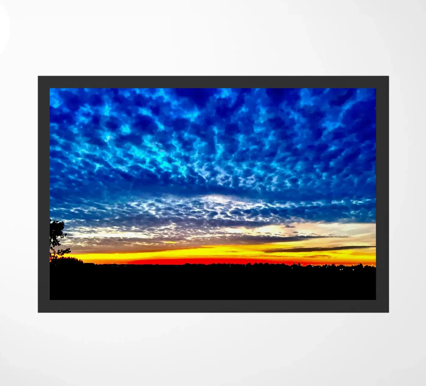 Sunset with dark blue clouds doormat by RealLifeMoments