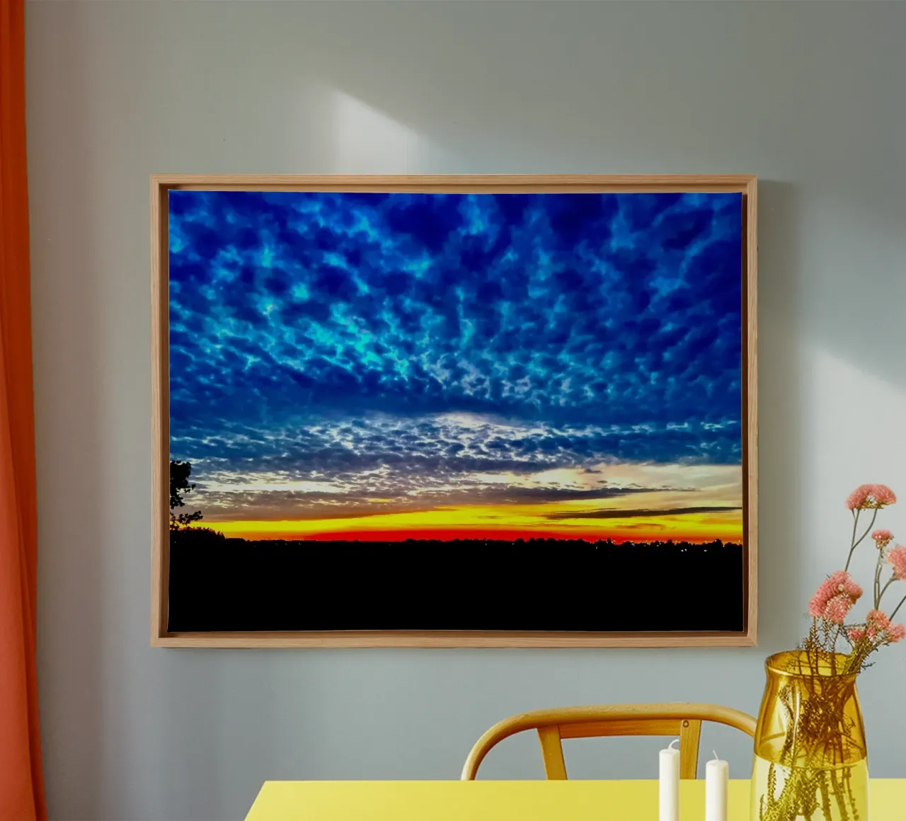 Sunset with dark blue clouds canvas by RealLifeMoments