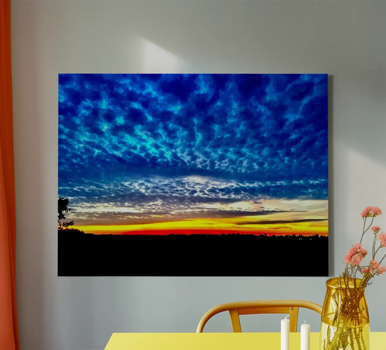 Sunset with dark blue clouds canvas by RealLifeMoments