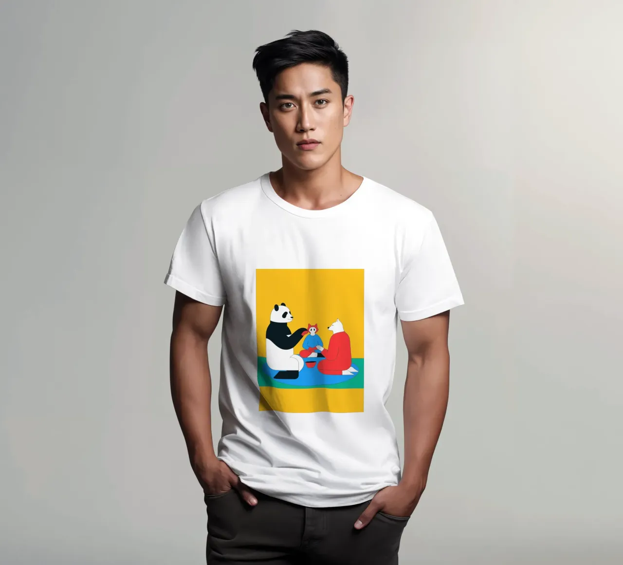 Panda e cane t-shirt da OUR SHOP