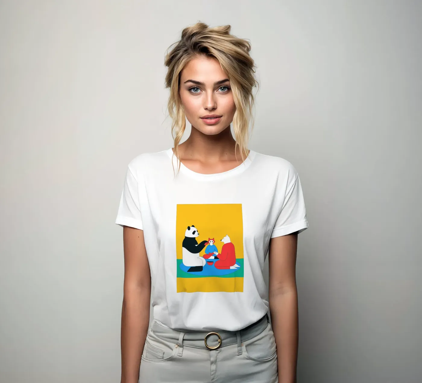 Panda e cane t-shirt da donna da OUR SHOP