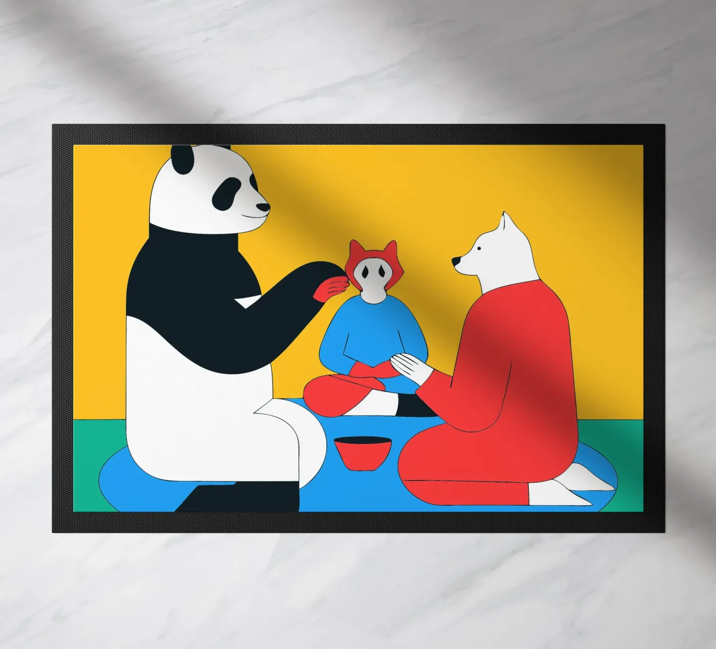 Panda and Dog doormat by OUR SHOP