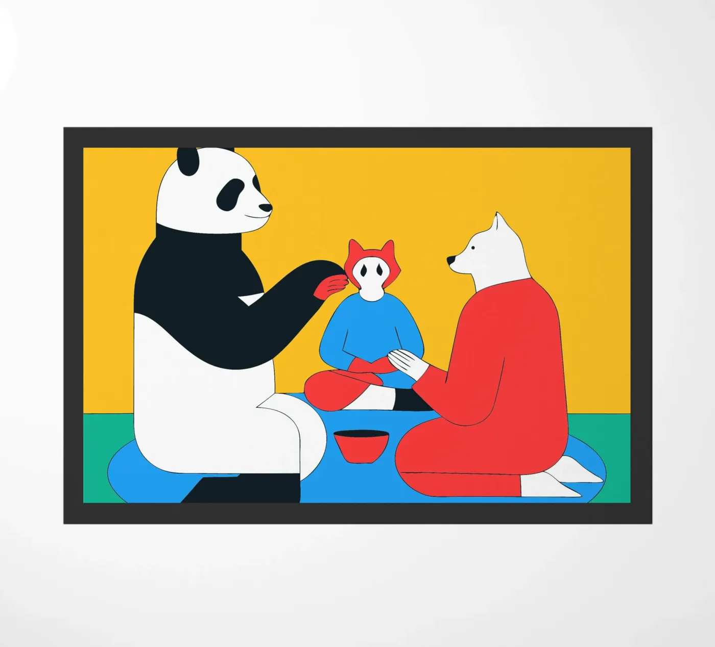 Panda and Dog doormat by OUR SHOP