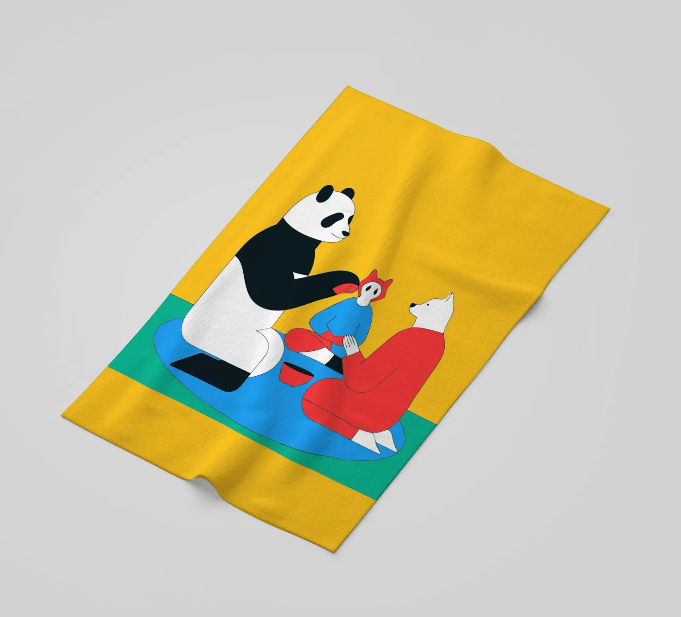 Panda und Hund Strandtuch von OUR SHOP