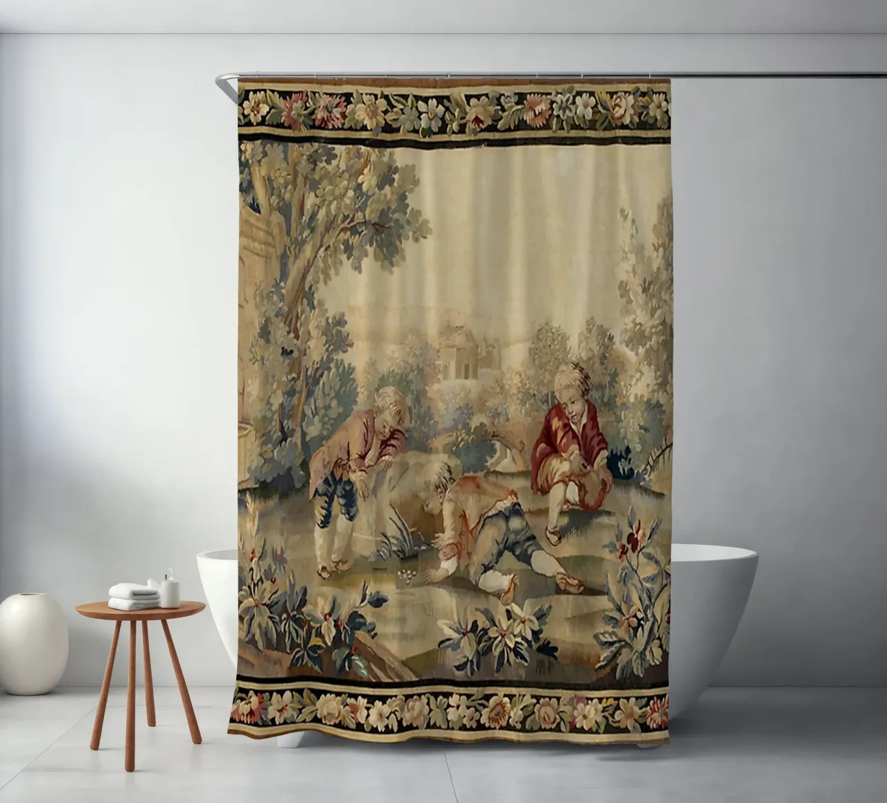 Aubusson Antique French Tapestry Print shower curtain by Top Art