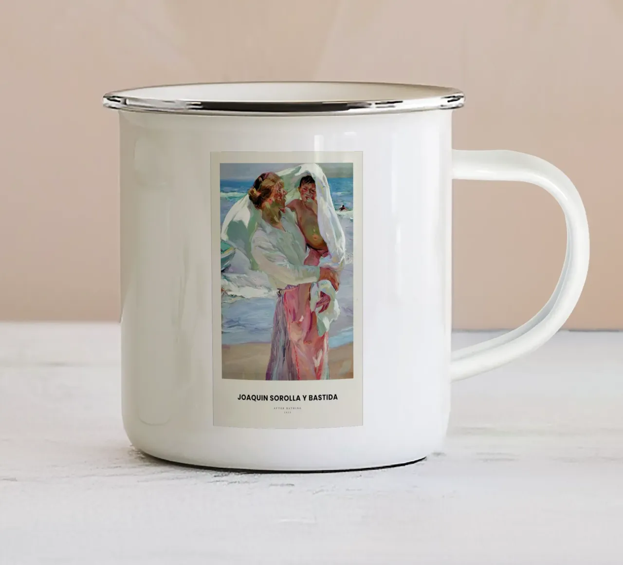 Sorolla y Bastida - After Bathing emaille mok van Vintage by JUNIQE