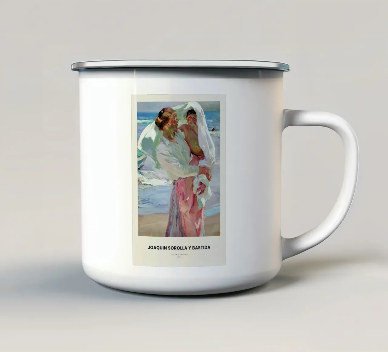 Sorolla y Bastida - After Bathing emaille mok van Vintage by JUNIQE
