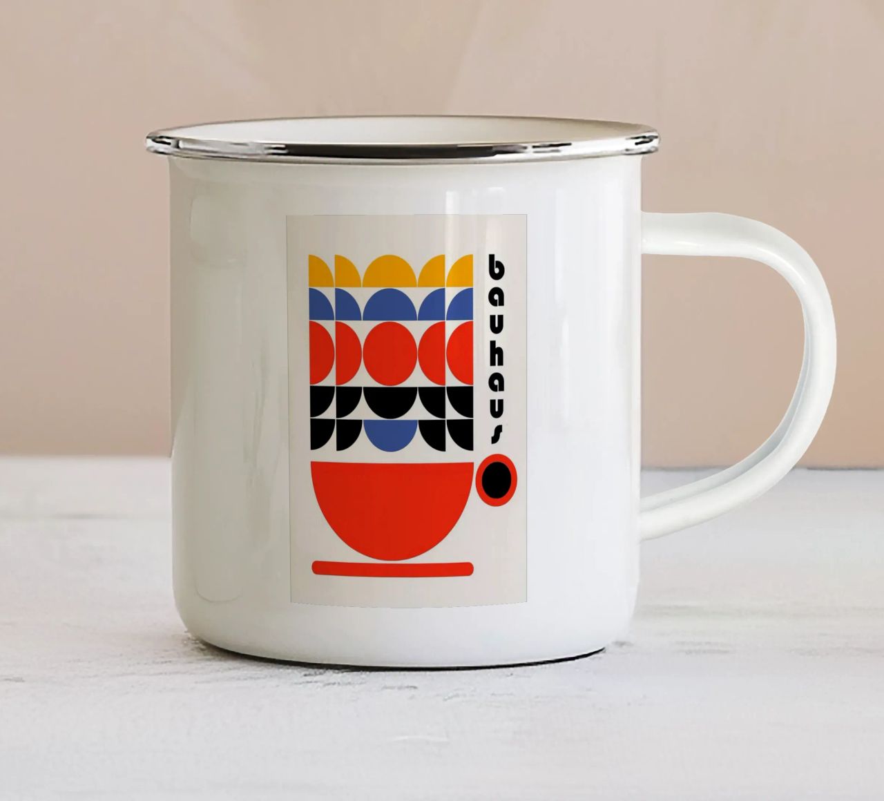 Bauhaus enamel mug by jemma.emery