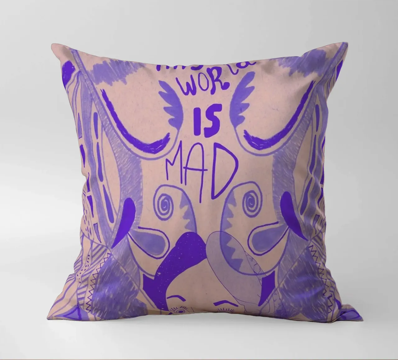 This World Is Mad Alice In Wonderland cuscino da Vasare Nar