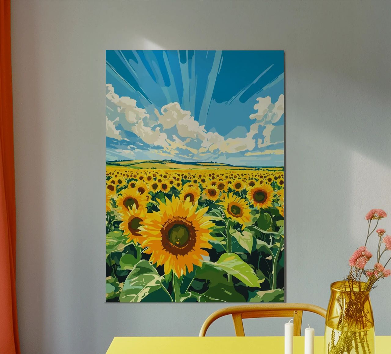 tournesols champ de tournesols ciel bleu nuages horizon poster de Brad Mcpherson