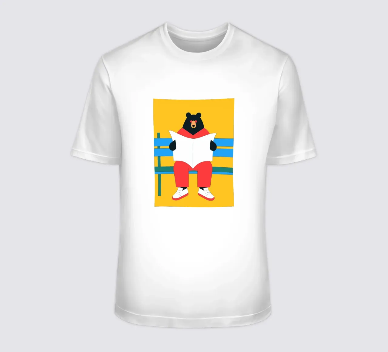 Bear Sitting Reading t-shirt by OUR SHOP