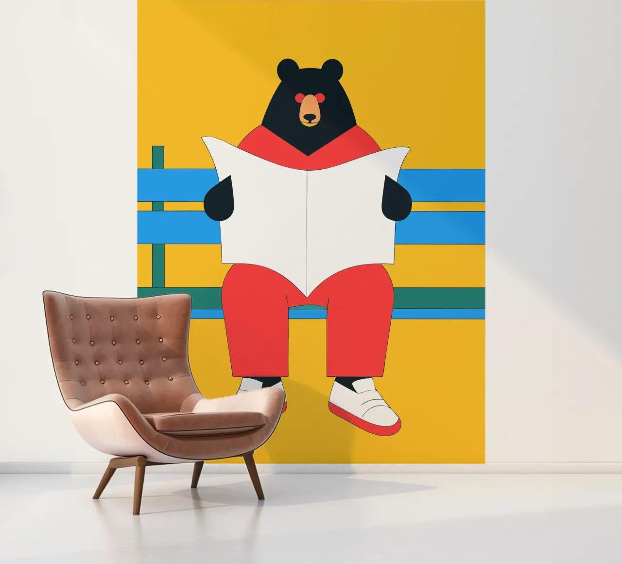 Bear Sitting Reading photo wallpaper by OUR SHOP