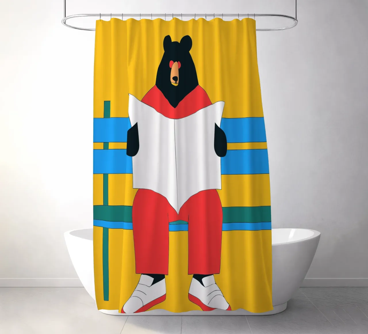 Lecture de l'ours assis rideau de douche de OUR SHOP