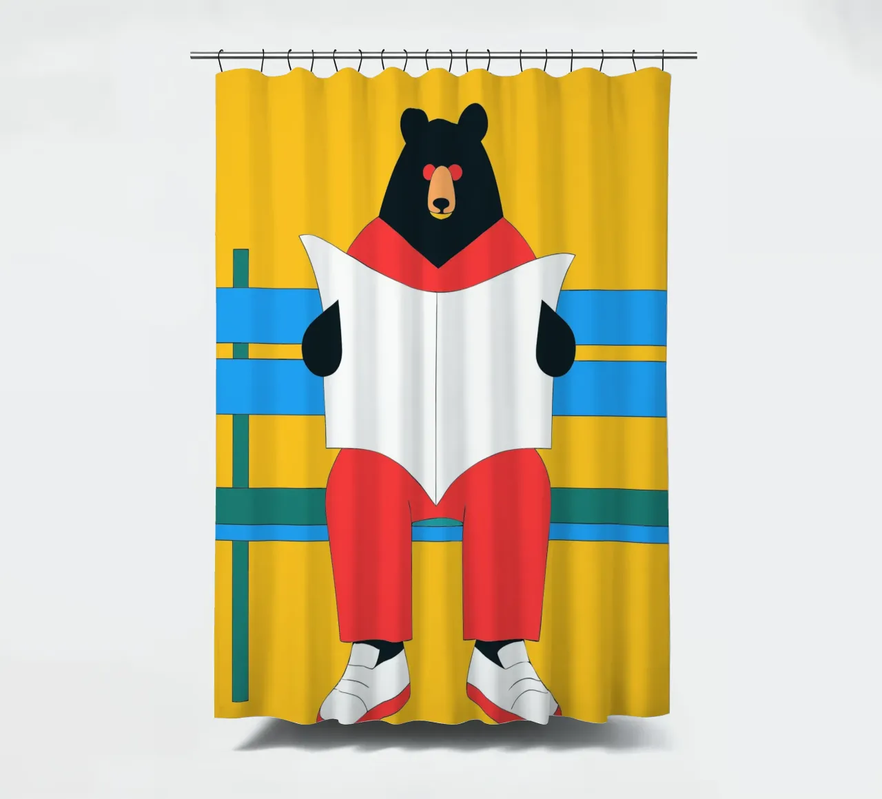 Lecture de l'ours assis rideau de douche de OUR SHOP