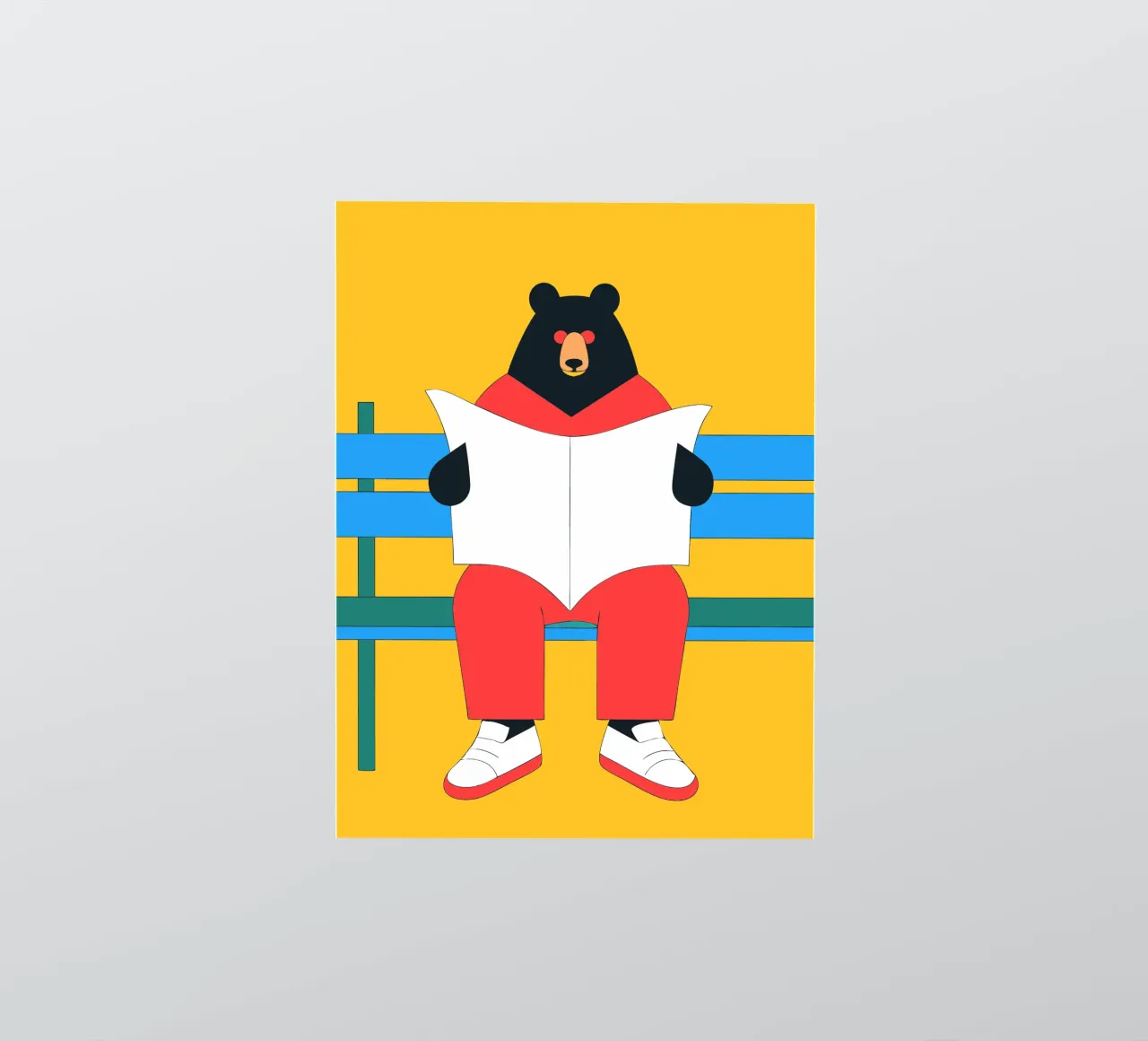 Lecture de l'ours assis autocollant de OUR SHOP