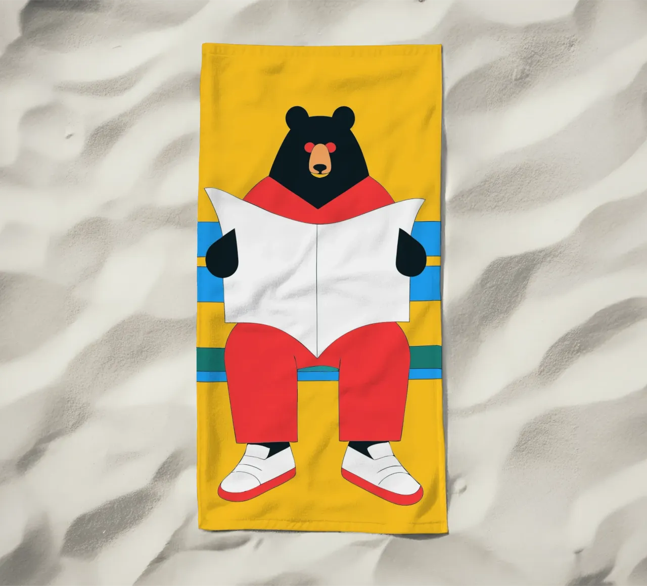 Lecture de l'ours assis serviette de plage de OUR SHOP
