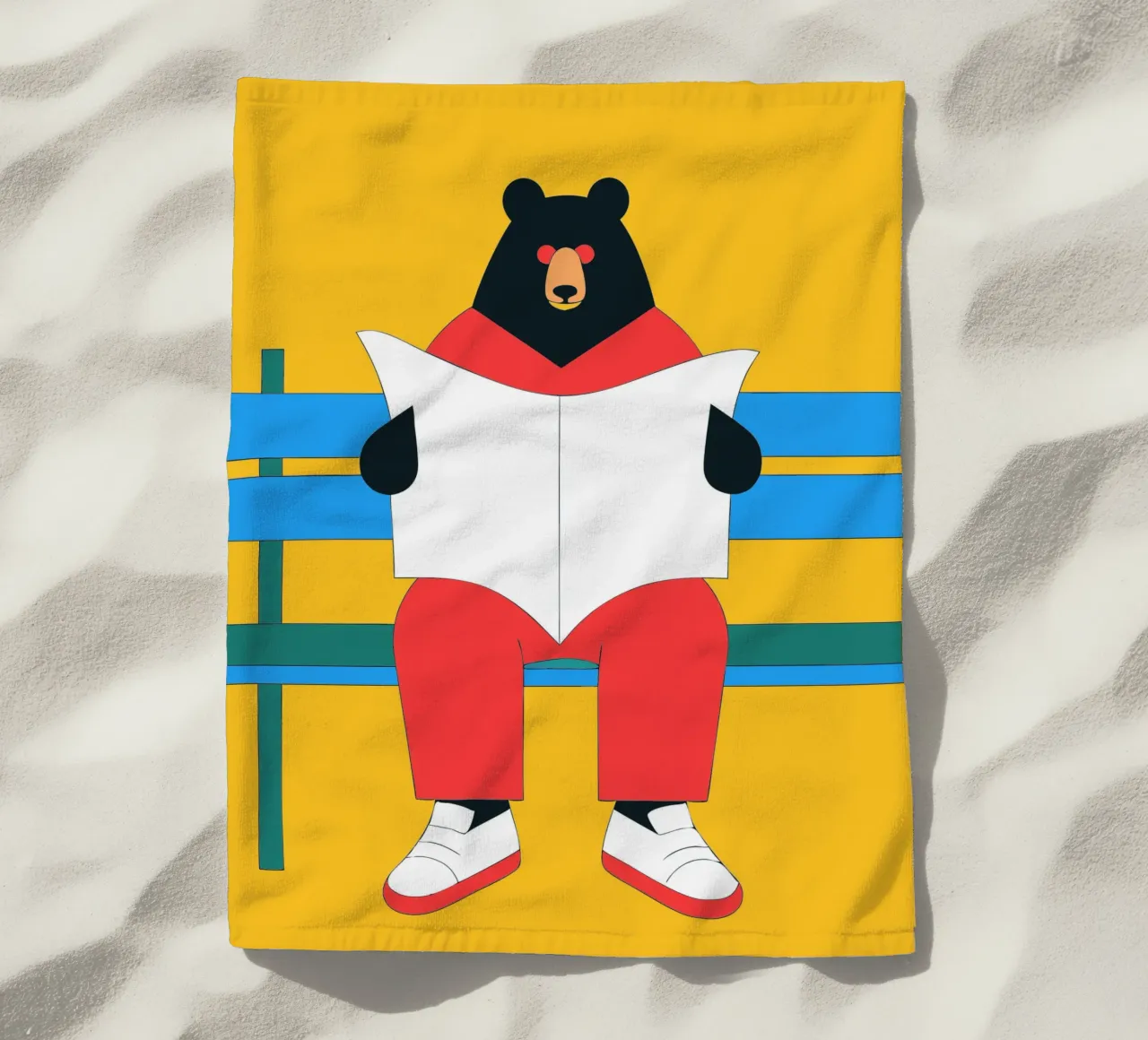 Lecture de l'ours assis serviette de plage de OUR SHOP