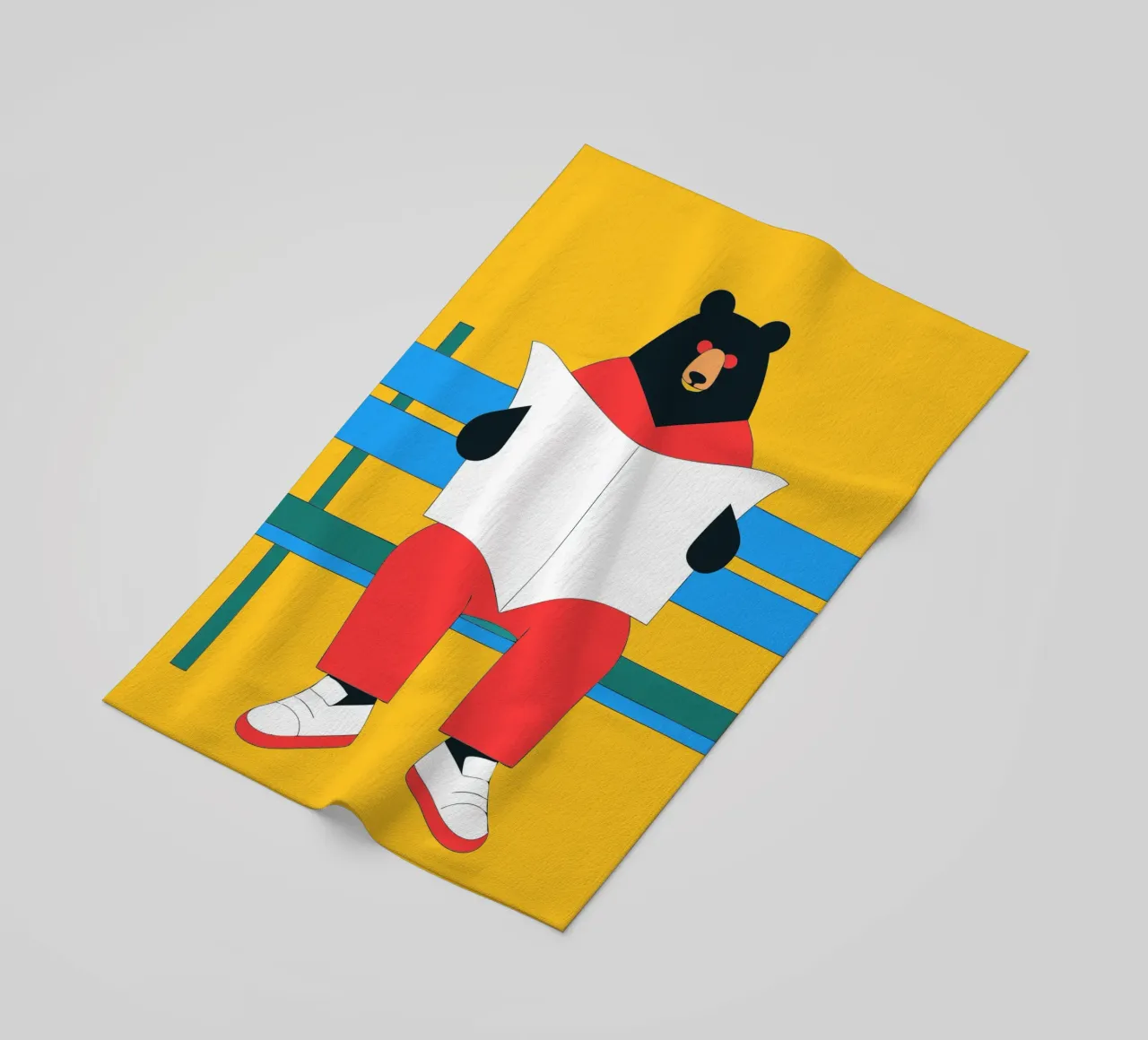 Lecture de l'ours assis serviette de plage de OUR SHOP
