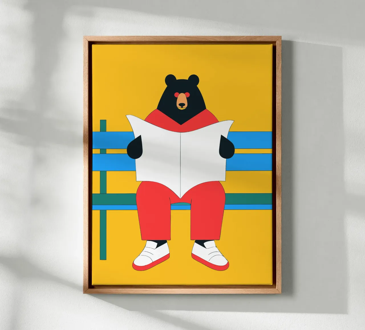 Bear Sitting Reading canvas by OUR SHOP