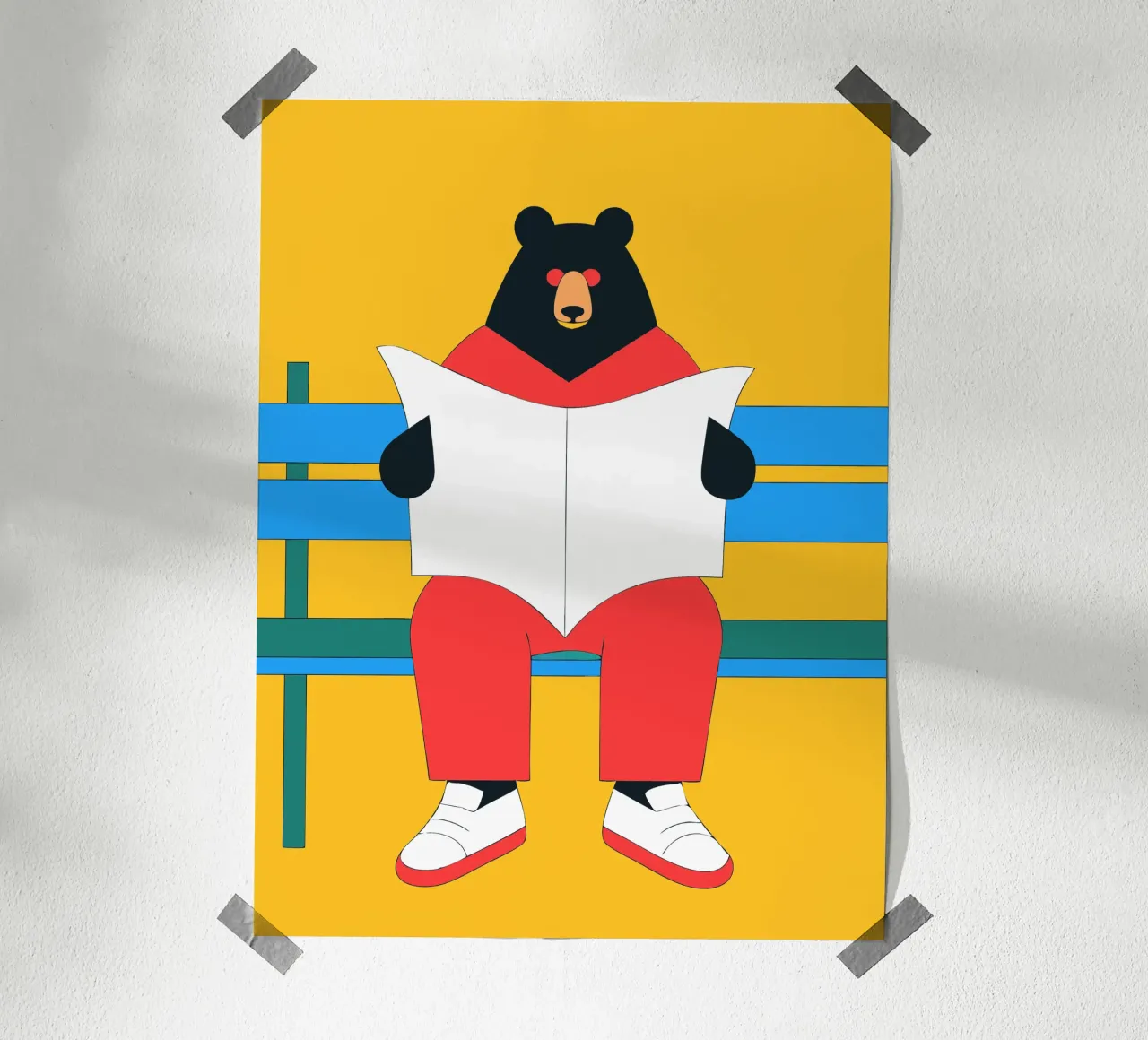 Orso seduto Lettura poster da OUR SHOP