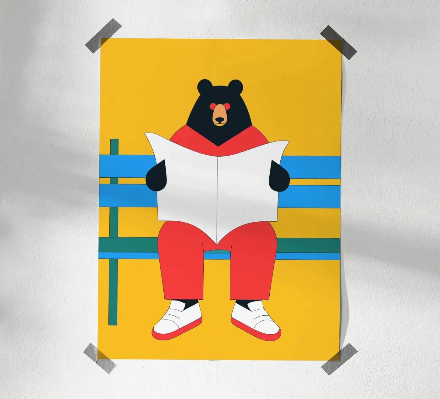 Bear Sitting Reading poster by OUR SHOP