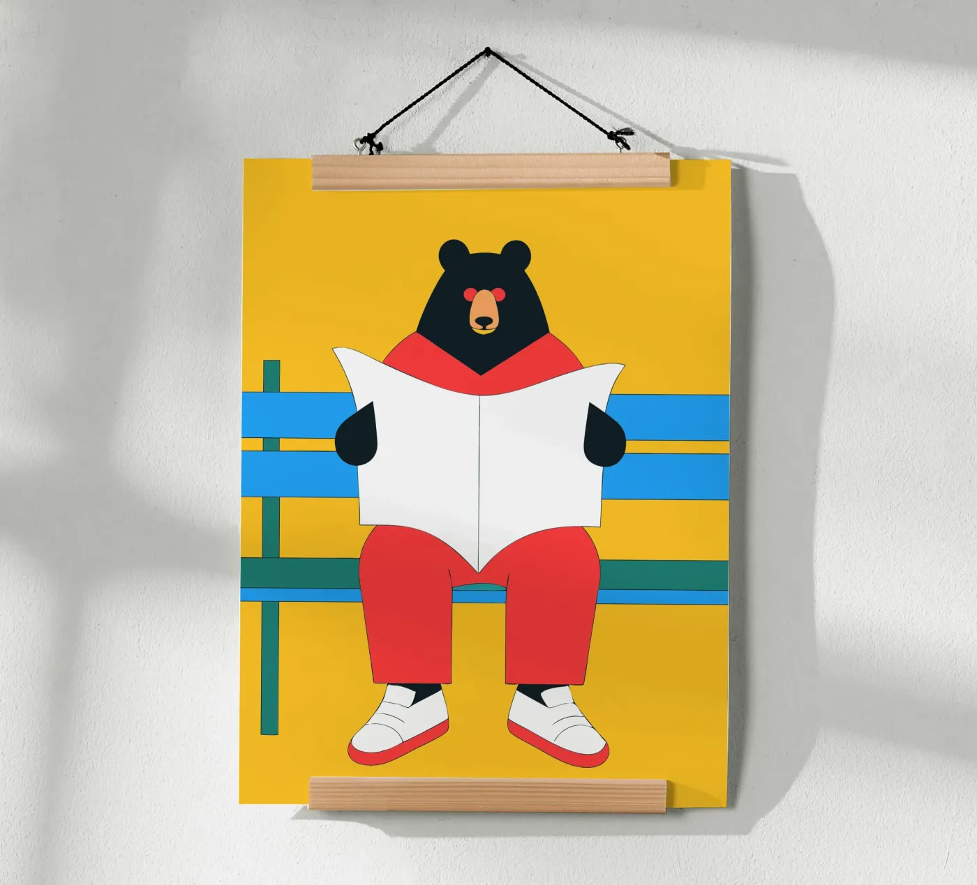 Bear Sitting Reading poster by OUR SHOP