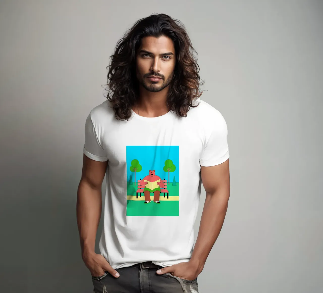 Lecture de l'ours assis t-shirt de OUR SHOP