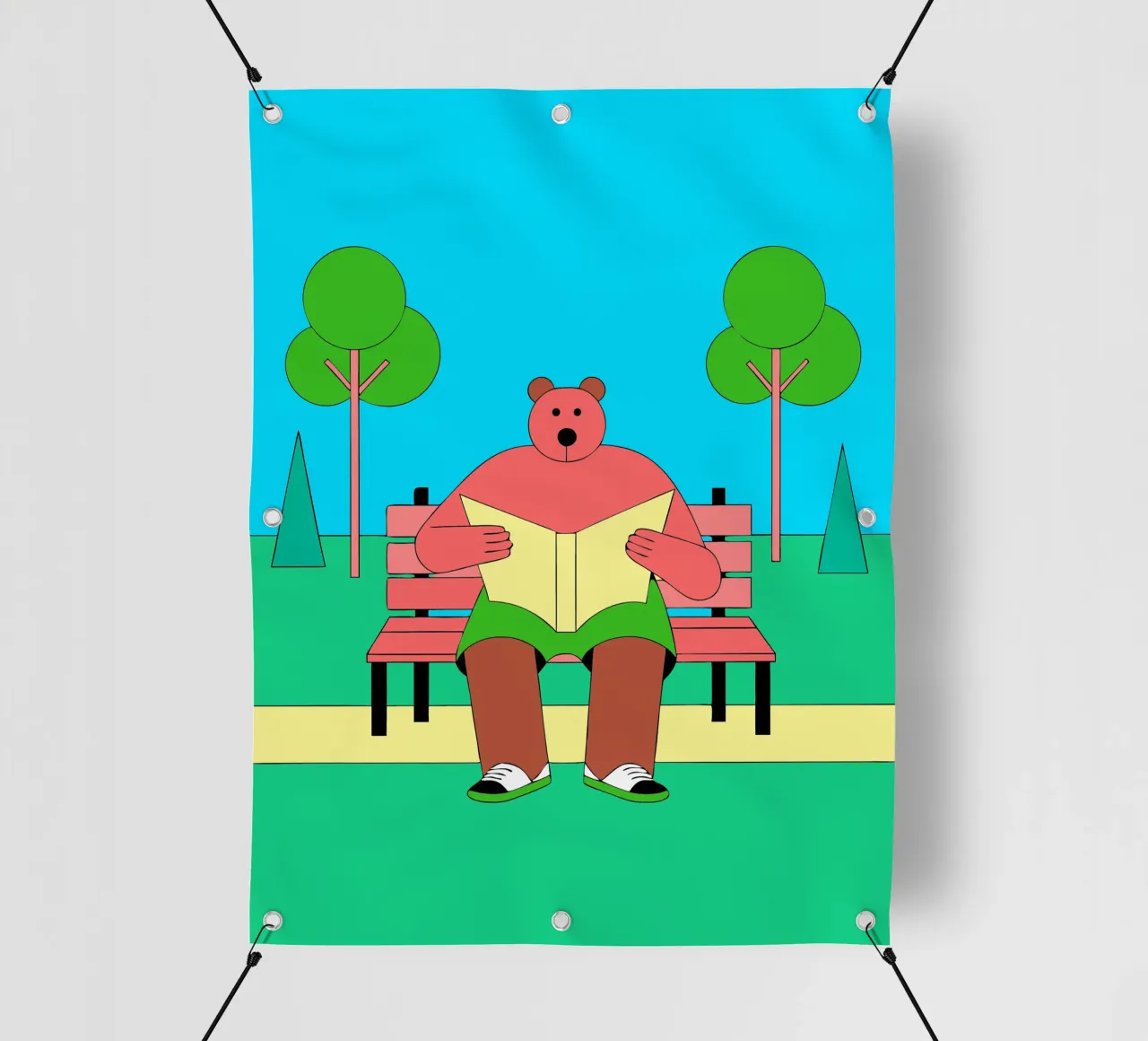 Orso seduto Lettura telo in pvc da OUR SHOP