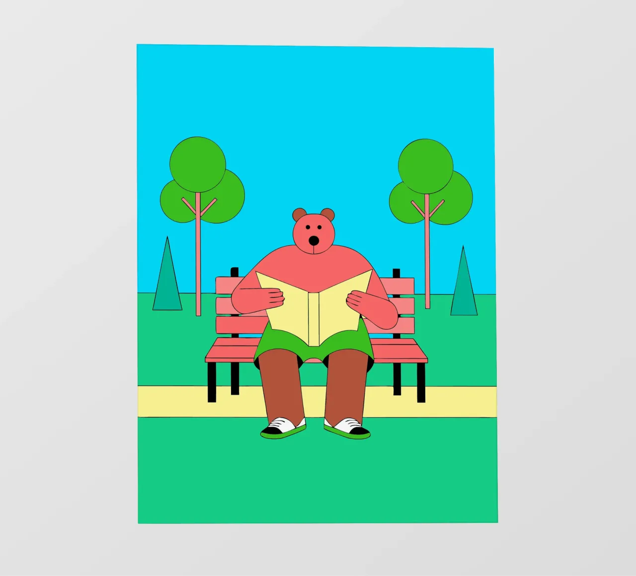 Orso seduto Lettura telo in pvc da OUR SHOP